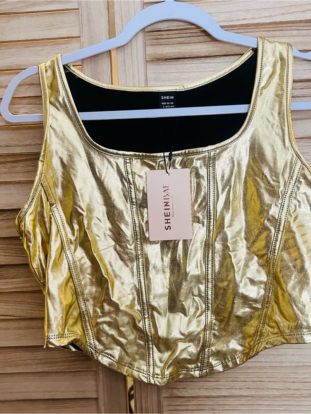 SHEIN Metallic Gold Cropped Tank Top